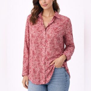 PILCRO Floral Button Down Collared Shirt Pink - Size XS